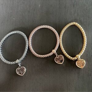Elegant Heart Charm Bracelet Set